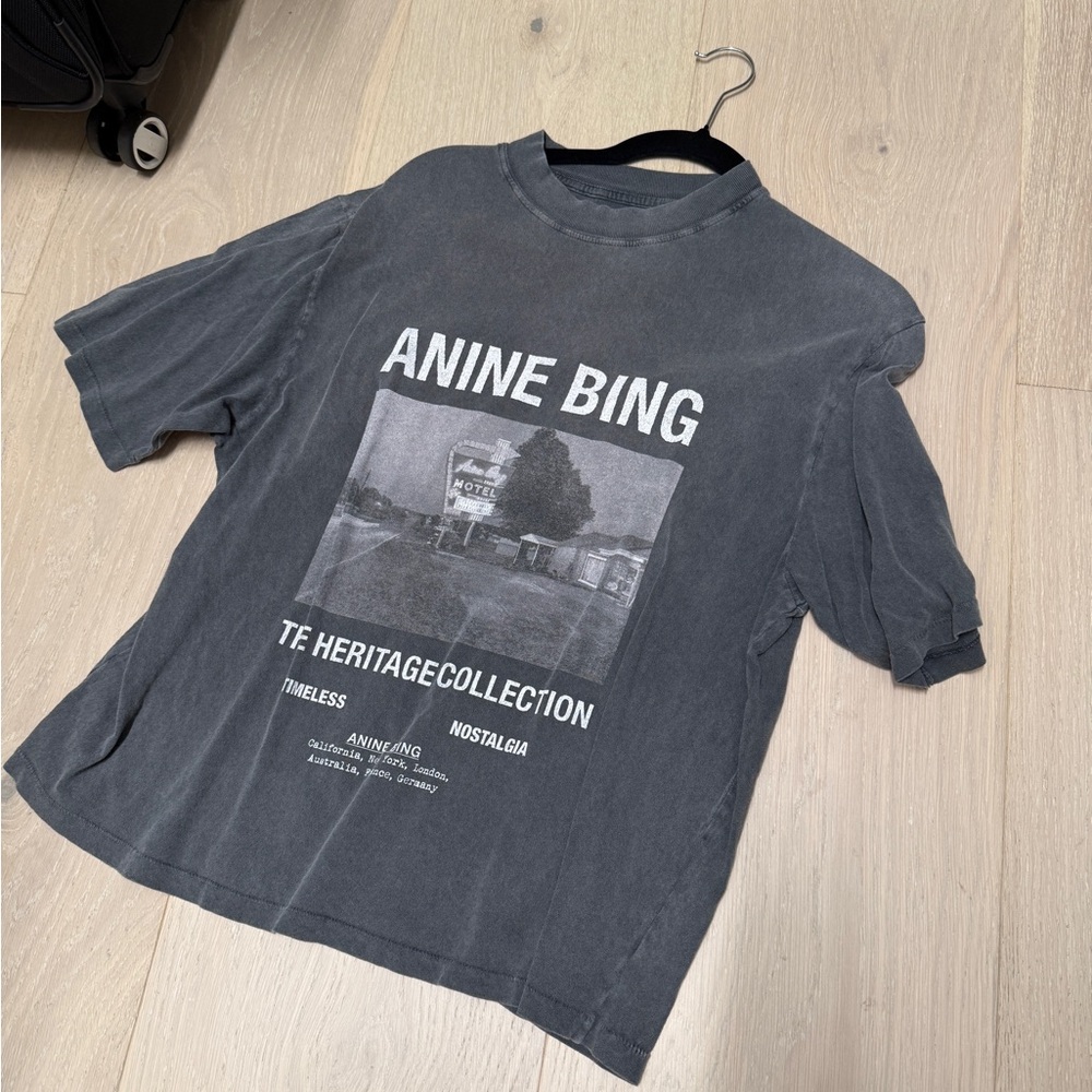 Anine Bing Charcoal Heritage Graphic Tee
